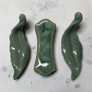 Chopstick Rest Cleadon Set Of 3 Leave Dish Green